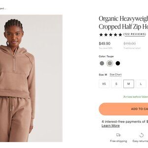 Quince Organic Heavyweight Fleece Boyfriend quarter zip sweatshirt and sweatpant